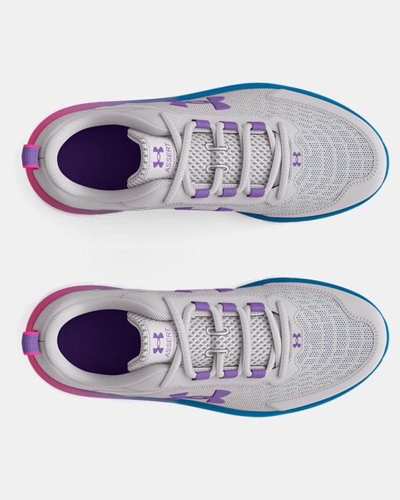 Girls' Grade School UA Assert 9 Wide Running Shoes, Gray, pdpMainDesktop image number 2